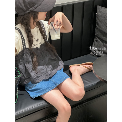 波拉bora韓國童裝女童夏裝洋氣2025女孩氣質上衣中大童短袖T恤潮