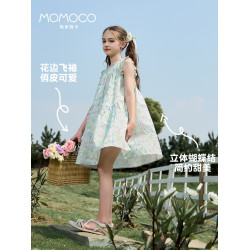 MOMOCO/瑪米瑪卡女童碎花連衣裙2025新款夏季中大童洋氣清新裙子