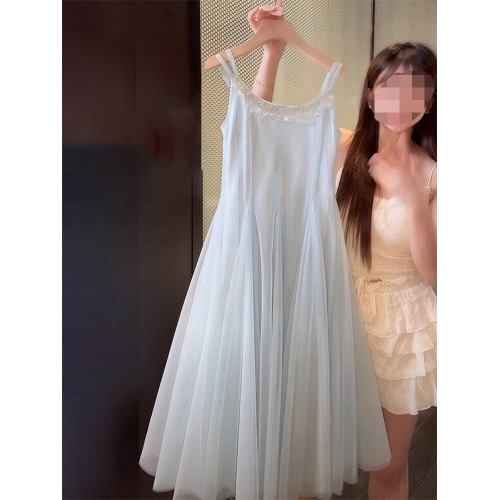 女童吊帶連衣裙夏季2025新款女孩洋氣公主裙海邊度假裙子生日禮服