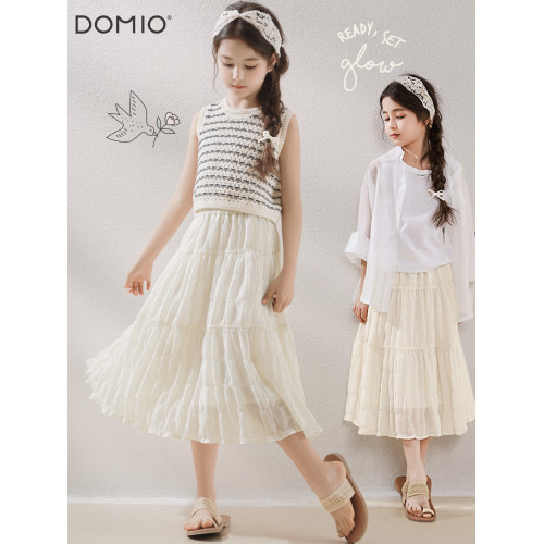 DOMIO女童半身裙2025夏季新款兒童裙子女孩公主裙洋氣中長款裙子