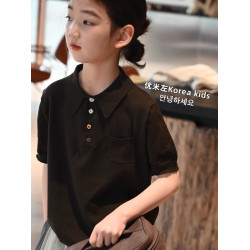 童裝女童短袖T恤2025新款洋氣兒童春夏裝上衣女孩寬松純棉Polo衫