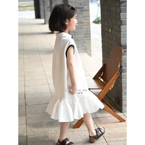波拉bora童裝氣質女童連衣裙2025兒童學院風裙子中大童夏裝T恤裙