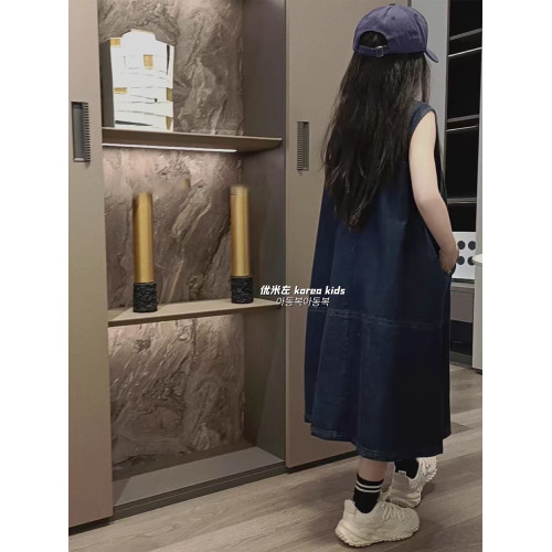 波拉bora韓國童裝洋氣女童牛仔裙背心裙夏裝新款高級感女孩連衣裙