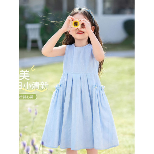 女童2025純棉連衣裙夏季新款洋氣兒童公主清新裙子純棉無袖背心