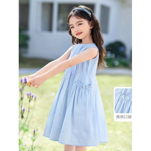 女童2025純棉連衣裙夏季新款洋氣兒童公主清新裙子純棉無袖背心