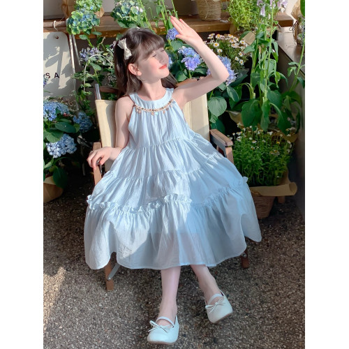 女童連衣裙夏薄款2025新款童裝女孩洋氣海邊度假風裙子兒童沙灘裙