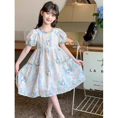 女童連衣裙2025夏裝新款兒童洋氣純棉裙子女孩夏季親膚碎花公主裙