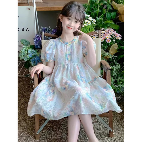 女童連衣裙2025夏裝新款兒童洋氣純棉裙子女孩夏季親膚碎花公主裙