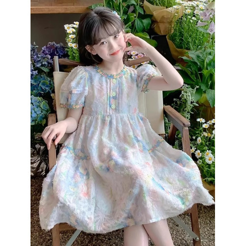 女童連衣裙2025夏裝新款兒童洋氣純棉裙子女孩夏季親膚碎花公主裙