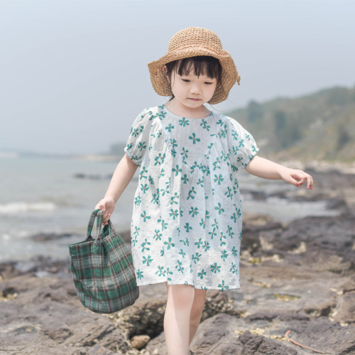 蔡爸爸童裝2025夏裝小清新女童連衣裙 公主中童碎花裙子 旅行865