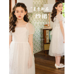 女童連衣裙夏裝2025新款洋氣夏季童裝小女孩公主裙紗裙兒童裙子夏