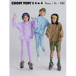chopiyopi童裝  兒童長袖T恤夏季女童彈力親子運動戶外輕量衛衣