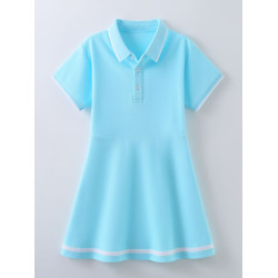 女童polo連衣裙夏季新款中大童女孩短袖公主裙洋氣兒童裙子A字裙