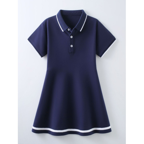 女童polo連衣裙夏季新款中大童女孩短袖公主裙洋氣兒童裙子A字裙