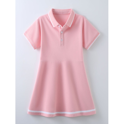 女童polo連衣裙夏季新款中大童女孩短袖公主裙洋氣兒童裙子A字裙