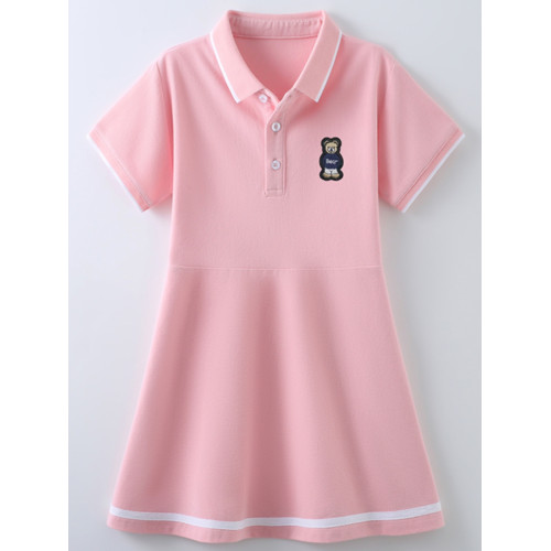女童polo連衣裙夏季新款中大童女孩短袖公主裙洋氣兒童裙子A字裙
