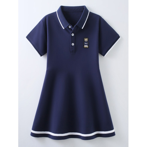 女童polo連衣裙夏季新款中大童女孩短袖公主裙洋氣兒童裙子A字裙