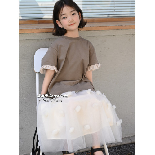 甜美女孩精緻短袖T恤2025新款女童春夏裝上衣純棉中大童淑女童裝