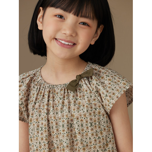 哈齒童裝2025春夏新品女童甜美可愛蝴蝶結純棉碎花小衫兒童上衣