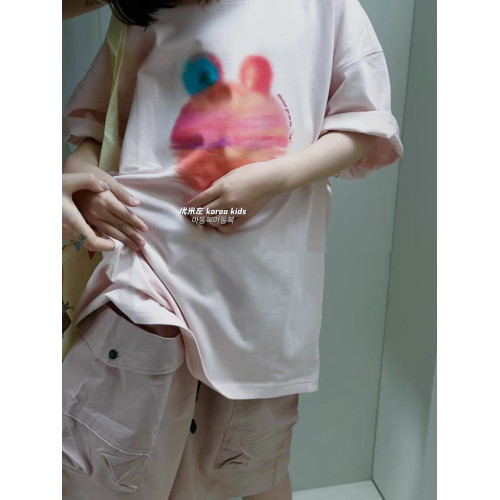 女童美式日落短袖t恤2025春夏新款兒童寬松體恤純棉上衣夏季半袖