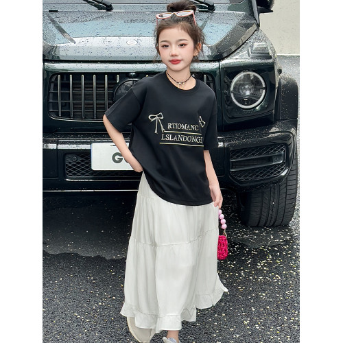 女童連衣裙夏裝洋氣兒童裙子夏季公主裙蛋糕裙大童短袖套裙兩件套