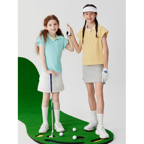 jollybean丨女童短袖POLO衫25夏季新款高爾夫不對稱領口運動上衣