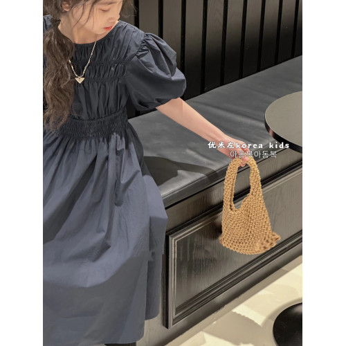 波拉bora韓國童裝女童連衣裙洋氣2025新款兒童夏裝裙子公主裙長裙
