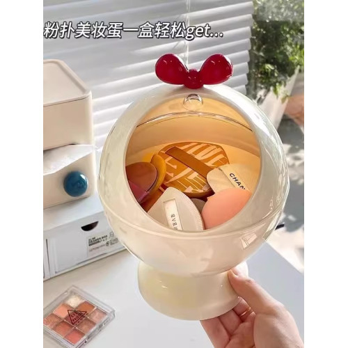 日本粉撲收納盒子翻蓋防塵大容量氣墊美妝蛋化妝品梳妝台桌面置物