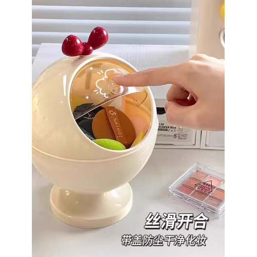 日本粉撲收納盒子翻蓋防塵大容量氣墊美妝蛋化妝品梳妝台桌面置物