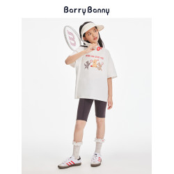 BarryBanny女童短袖2025夏季新款印花可愛小狗上衣中大童圓領T恤