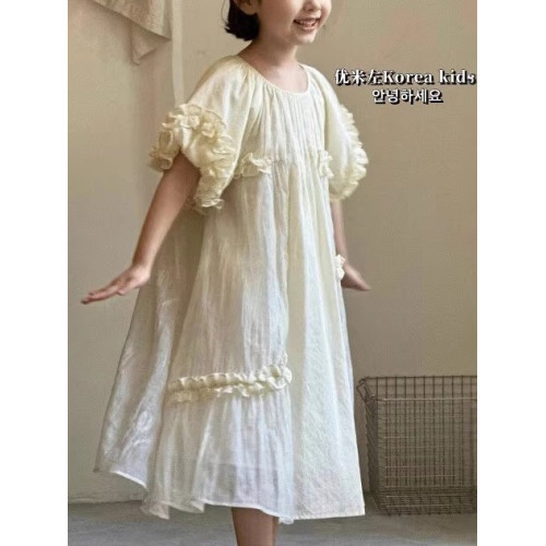 童裝女童連衣裙2025新款洋氣兒童夏裝裙子女孩公主裙長裙泡泡袖