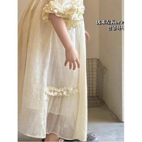 童裝女童連衣裙2025新款洋氣兒童夏裝裙子女孩公主裙長裙泡泡袖