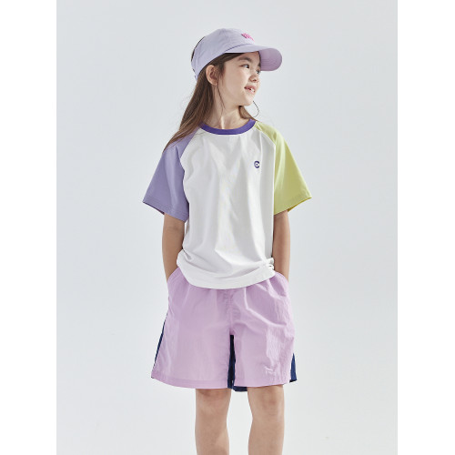 cicochild2025年夏季新款女童插肩拼色運動T恤中大童涼感抗菌短袖