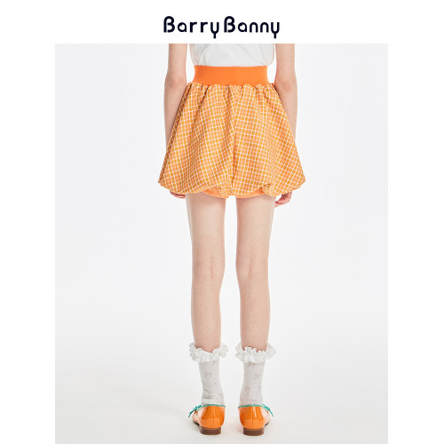 BarryBanny女童格子花苞裙2025夏季新款兒童高腰顯瘦百搭半身裙