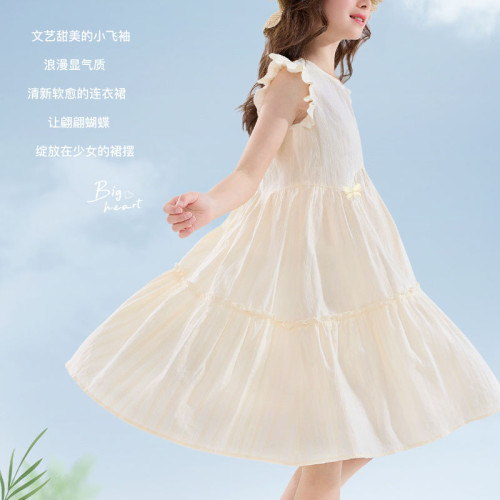 玉桂狗女童連衣裙夏季純棉兒童裙子2025新款中大童洋氣公主裙薄款