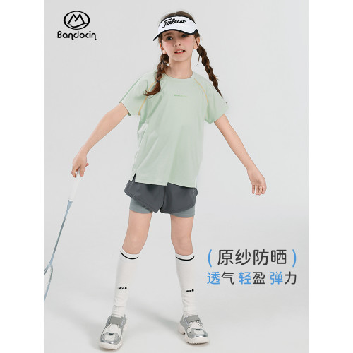 半度閒女童夏裝薄款假兩件運動褲洋氣中大童2025新款兒童夏季短褲