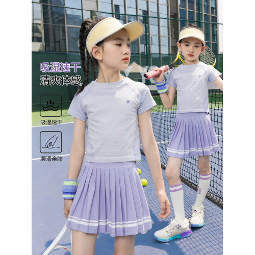 女童運動短袖兒童夏季薄款速乾衣羽毛球服上衣女大童T恤短款網球