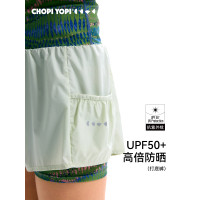 chopiyopi【紙片皮】女童印花拼接假兩件短褲防曬速乾五分運動褲