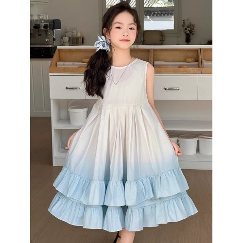 女童夏裝連衣裙2025新款兒童裝夏季漸變色背心裙子大童生日公主裙