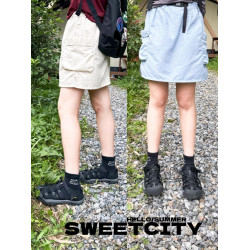 sweetcity獨家設計 25夏女童日系腔調款洋氣百搭純色速乾百褶裙褲
