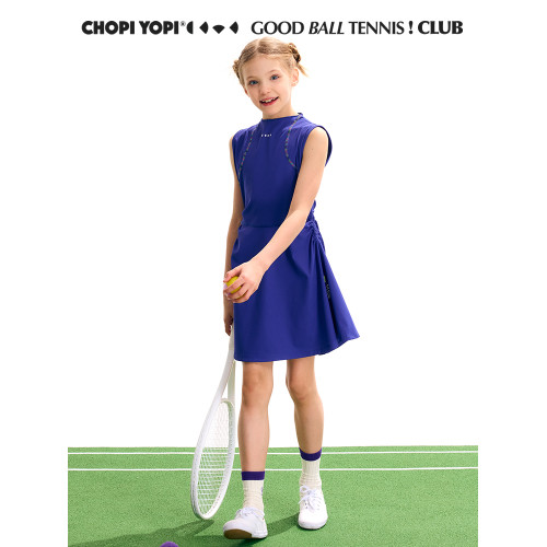 chopiyopi童裝 女童插肩抽褶網球裙25年夏季新款高彈運動連衣裙