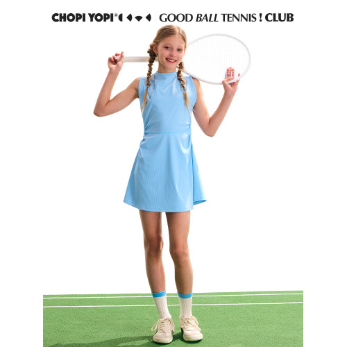 chopiyopi童裝 女童插肩抽褶網球裙25年夏季新款高彈運動連衣裙