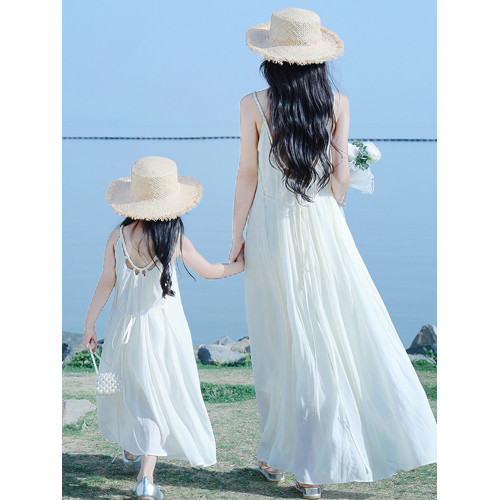 女童親子裝夏季海南三亞海邊度假母女裝沙灘裙雪紡吊帶連衣裙長裙