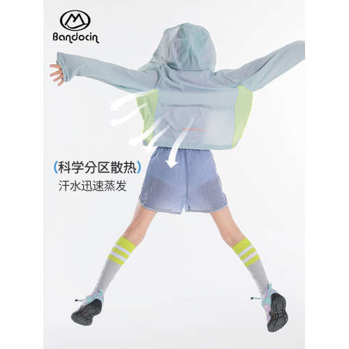 半度閒女童夏季防曬衣連帽薄款透氣2025新款兒童夏裝防紫外線外套