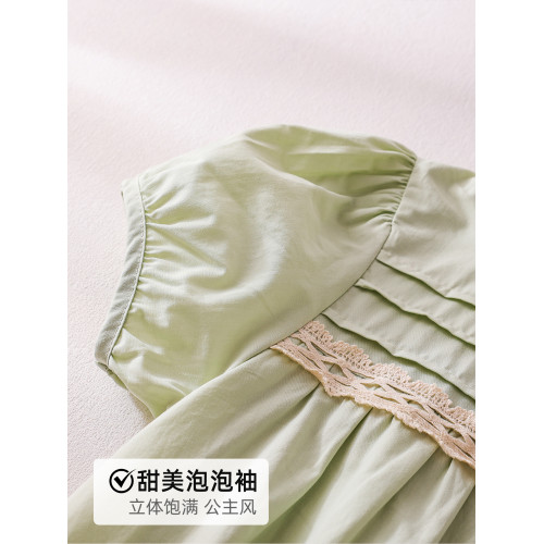 蔚未來女童連衣裙夏季2025新款兒童洋氣純棉裙子女大童花邊A字裙