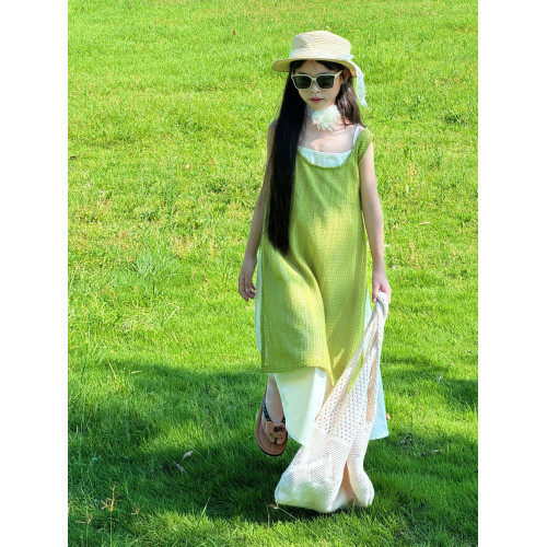 女童連衣裙夏季新款兒童時髦夏裝洋氣度假裙子大童夏天海邊吊帶裙