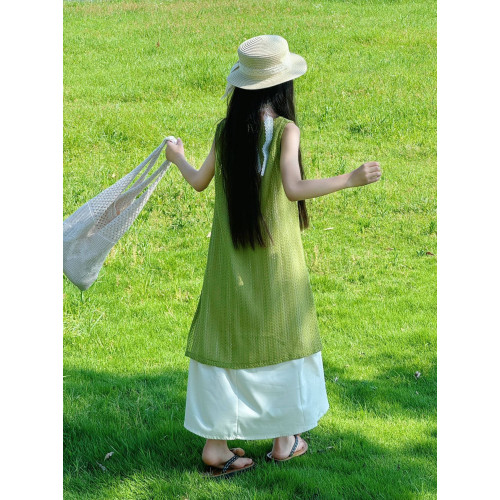 女童連衣裙夏季新款兒童時髦夏裝洋氣度假裙子大童夏天海邊吊帶裙