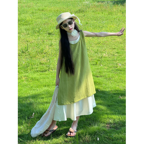 女童連衣裙夏季新款兒童時髦夏裝洋氣度假裙子大童夏天海邊吊帶裙