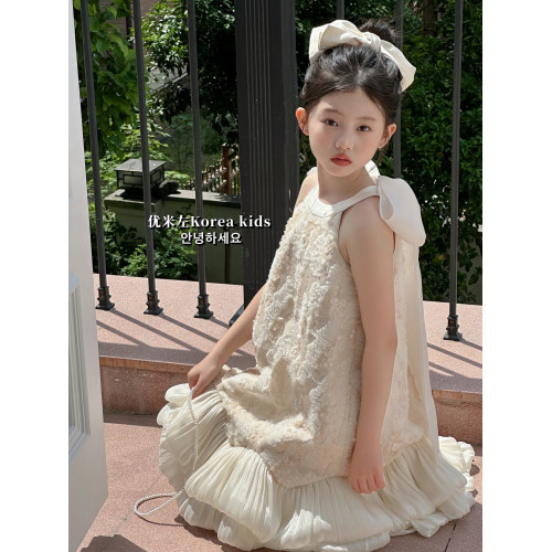 高級女童連衣裙2025新款夏季兒童公主裙夏裝亮片禮服女孩生日裙子