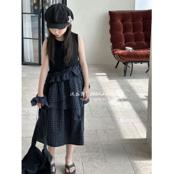 波拉韓夏裝連衣裙女童拼接背心裙2025新款兒童時髦蛋糕裙女孩裙子